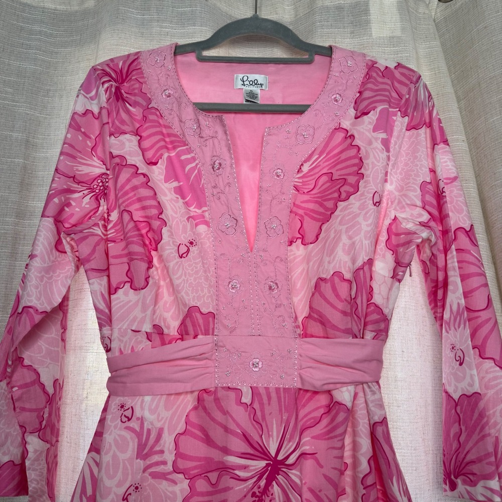 Lilly Pulitzer Pink Floral Midi Dress - 100% Cotton - Picture 3 of 11